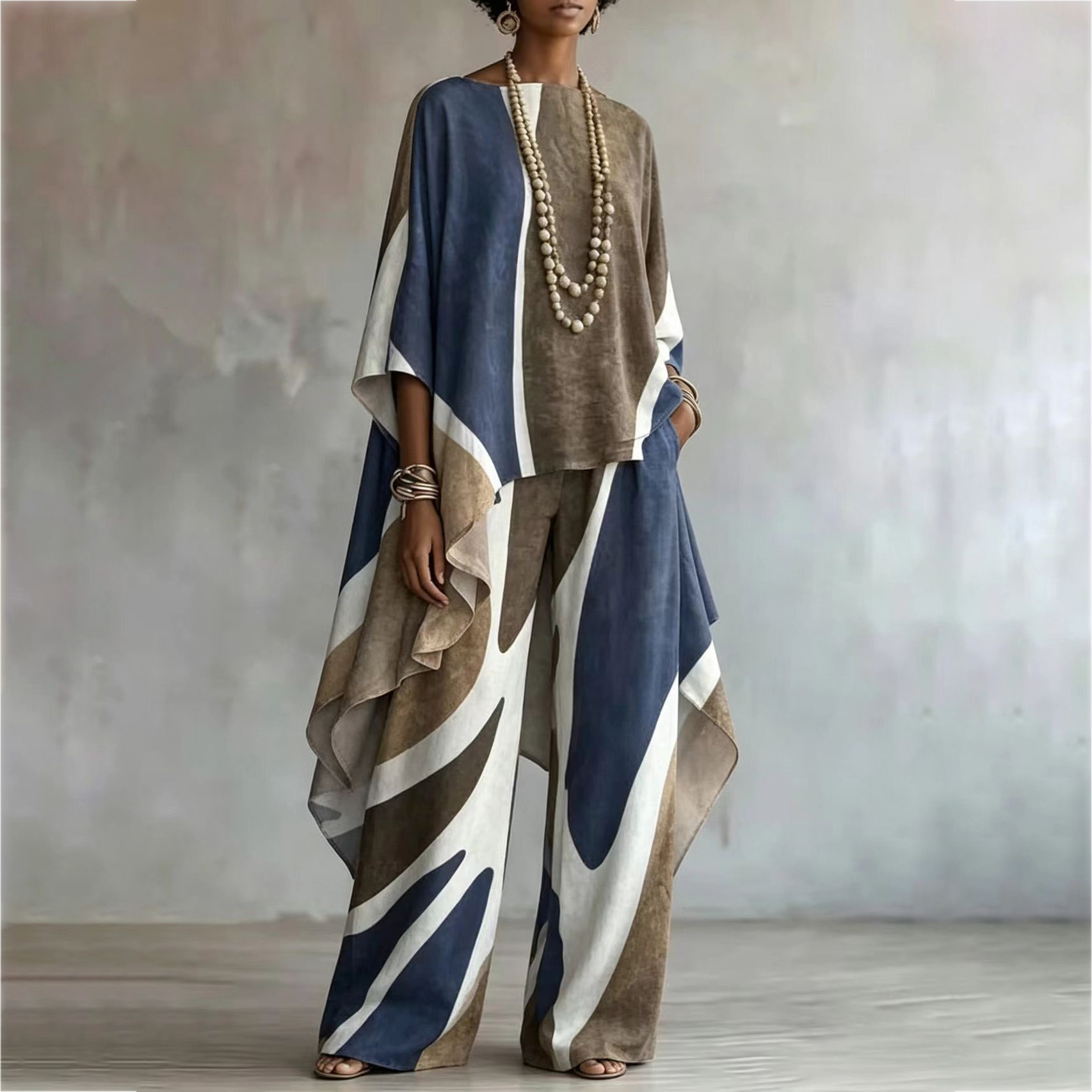Women Formal Wear Tops - Women Elegant Contrast Color 2 Piece