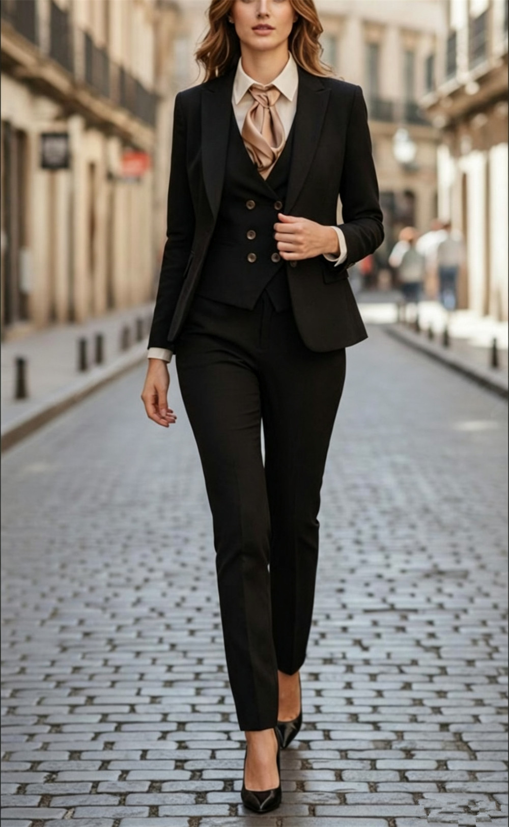 Women'S Formal Wear Pantsuits - Women’s Black 3 Pieces Suit Set