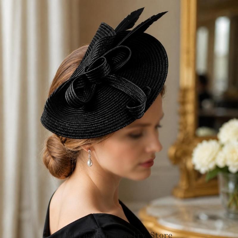 Women Formal Wear Look - Wedding Fascinator Hat for Women Straw