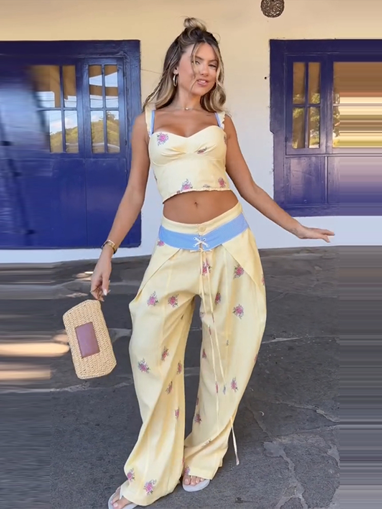 Women Formal Wear Tops - Sexy Print Vest Pants Women Set