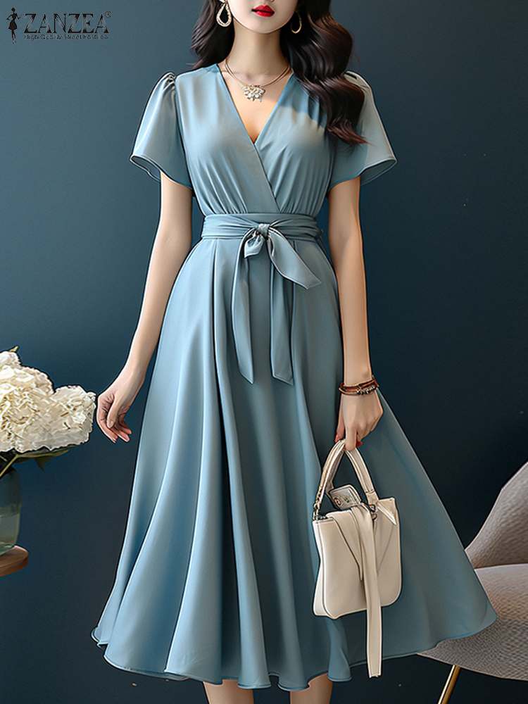 ZANZEA 2024 Elegant Short Slee - Women Formal Wear Zara 评论和价格