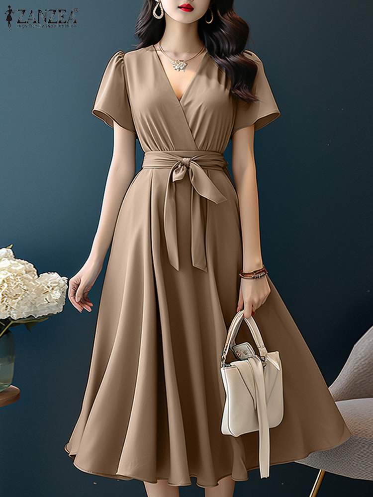ZANZEA 2024 Elegant Short Slee - Women Formal Wear Zara 评论和价格