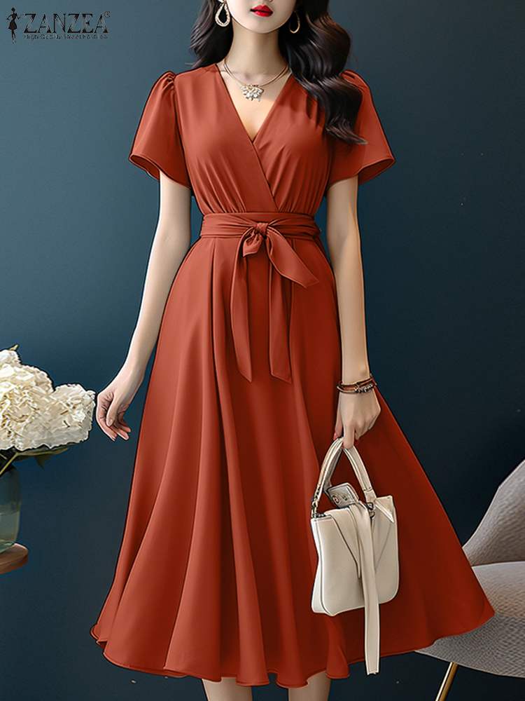 ZANZEA 2024 Elegant Short Slee - Women Formal Wear Zara 评论和价格