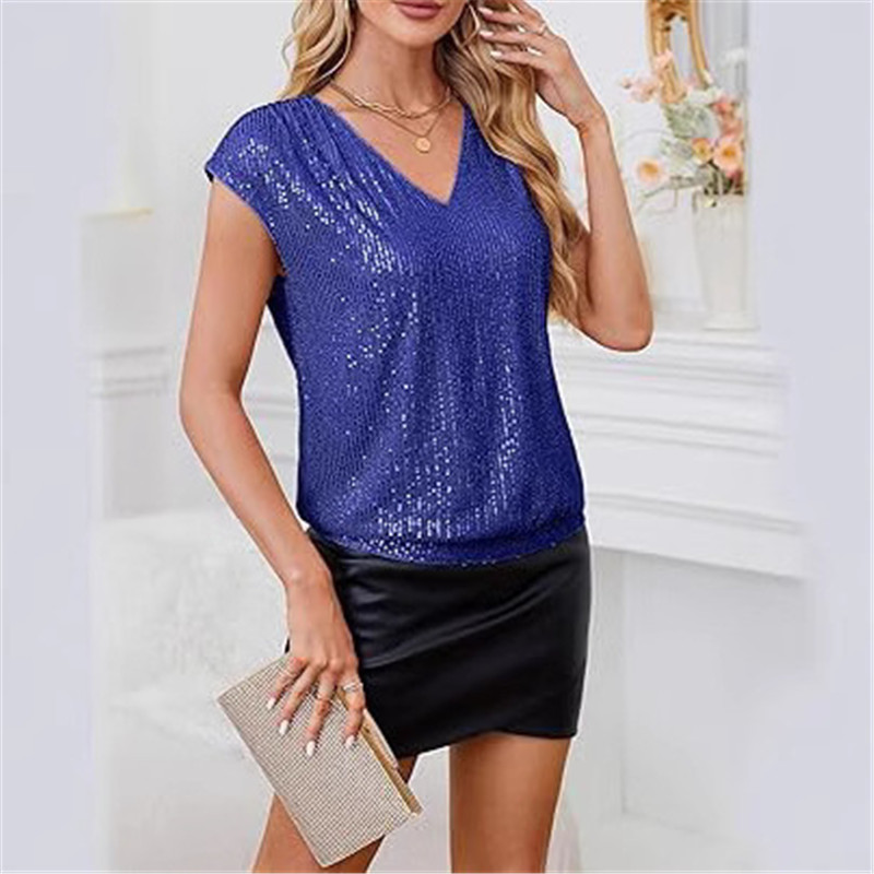 2025 Spring Tops Black Sequin  - Women Formal Wear Tops 评论和价格