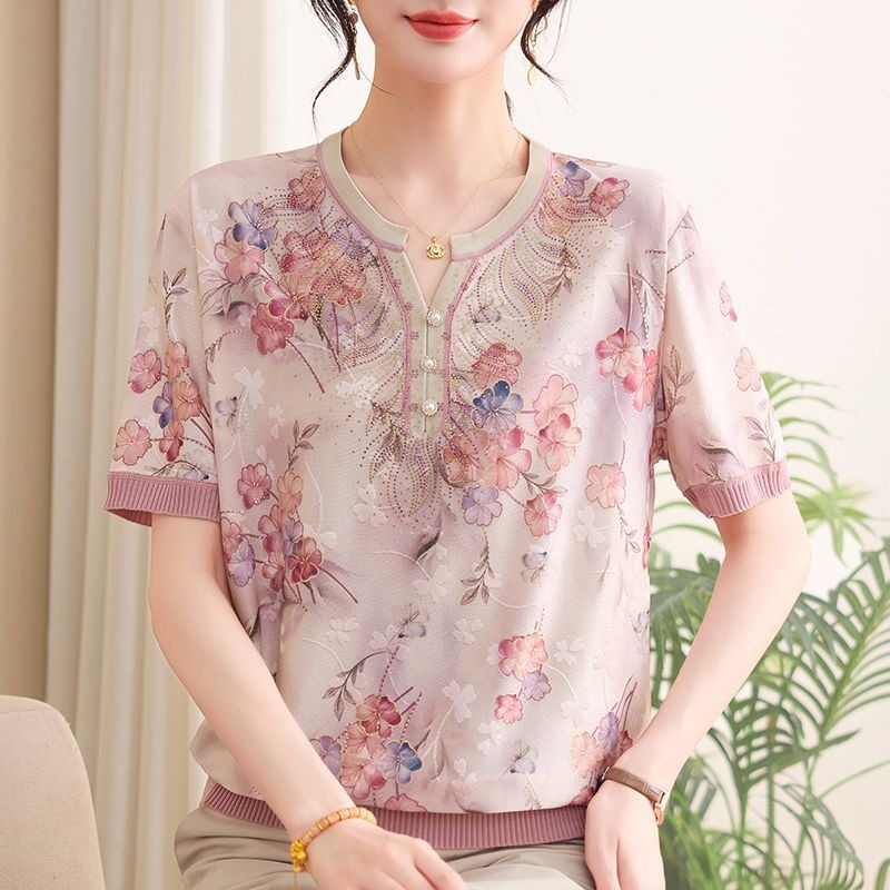Elegant Mom Women Ice Silk Kni - Women Formal Wear Tops 评论和价格