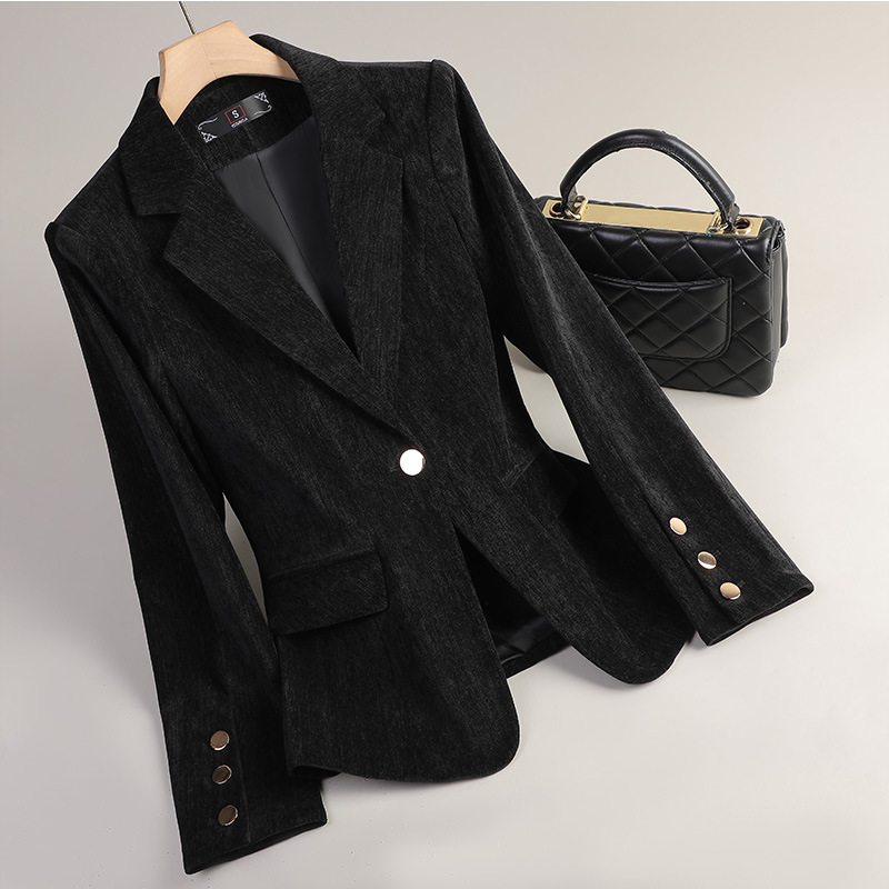Yellow Gold Velvet Blazer Wome - Women Formal Wear Business 评论和价格