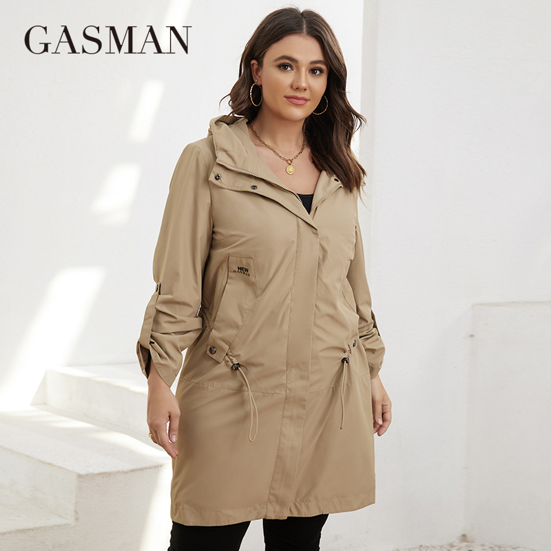 GASMAN Autumn  Trench Coat Plu - Trench Coat Formal 评论和价格
