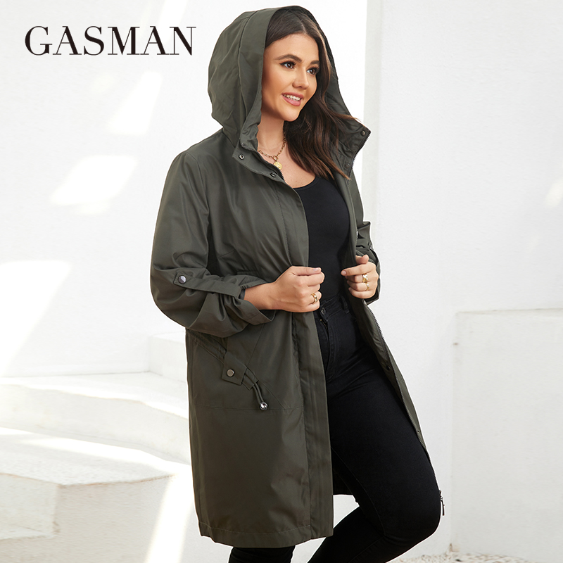 GASMAN Autumn  Trench Coat Plu - Trench Coat Formal 评论和价格