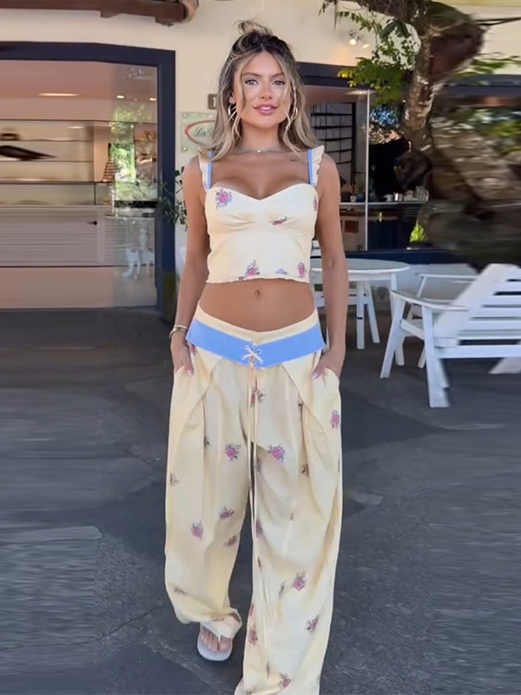 Sexy Print Vest Pants Women Se - Women Formal Wear Tops 评论和价格