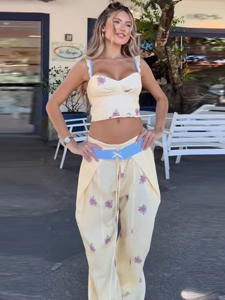 Sexy Print Vest Pants Women Se - Women Formal Wear Tops 评论和价格