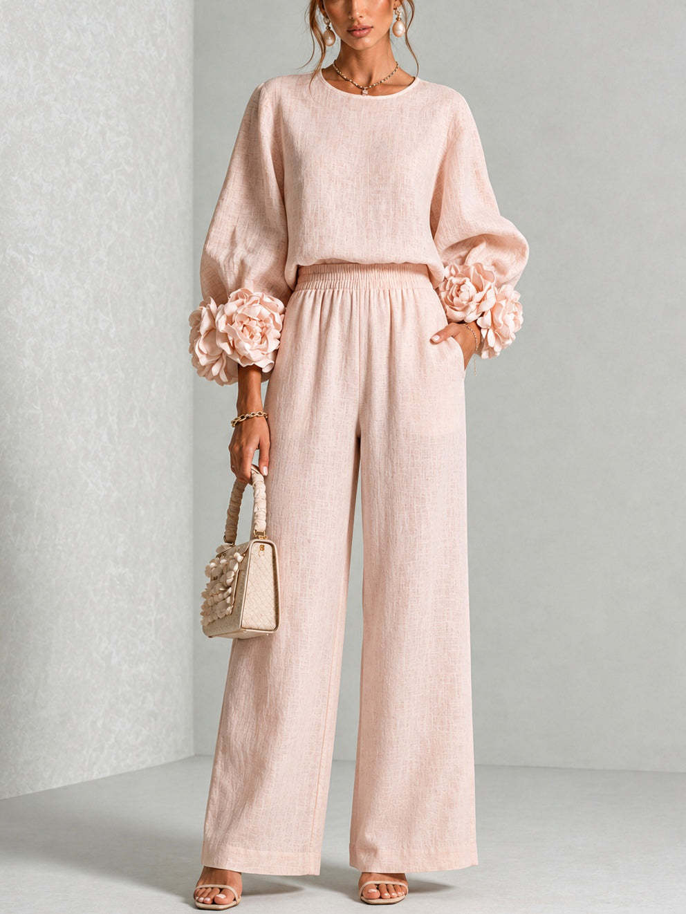 Women 2 Piece Linen Outfit O N - Women Formal Wear Tops 评论和价格