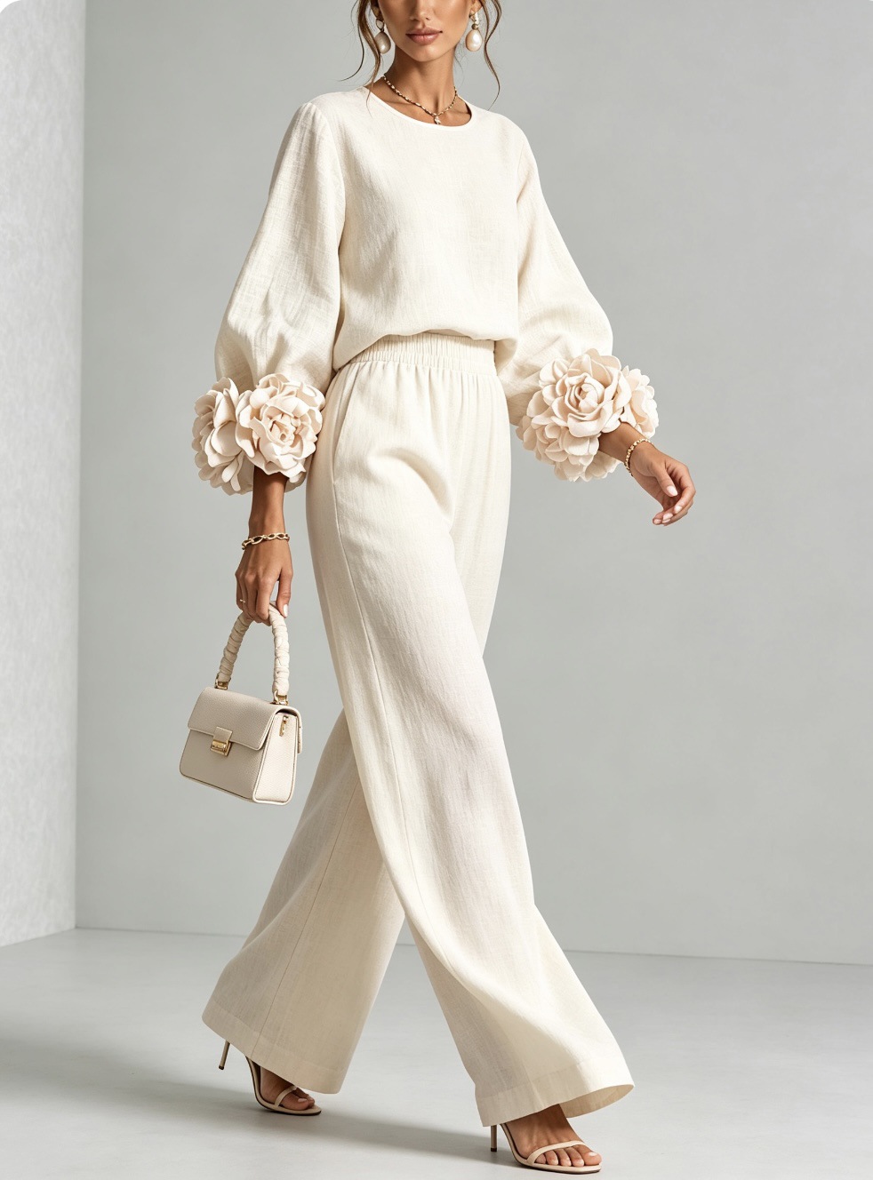 Women 2 Piece Linen Outfit O N - Women Formal Wear Tops 评论和价格