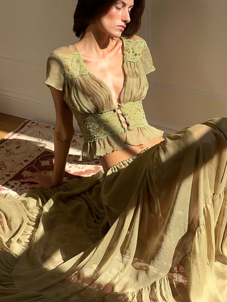 Elegant Lace Patchwork Women's - Women Formal Wear Tops 评论和价格